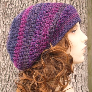 Slouchy Hat, Crochet Hat, Womens Hat, Mens Hat, Winter Hat, Slouchy Beanie, Crochet Beanie, Crochet Cap, Weekender Beanie, Purple