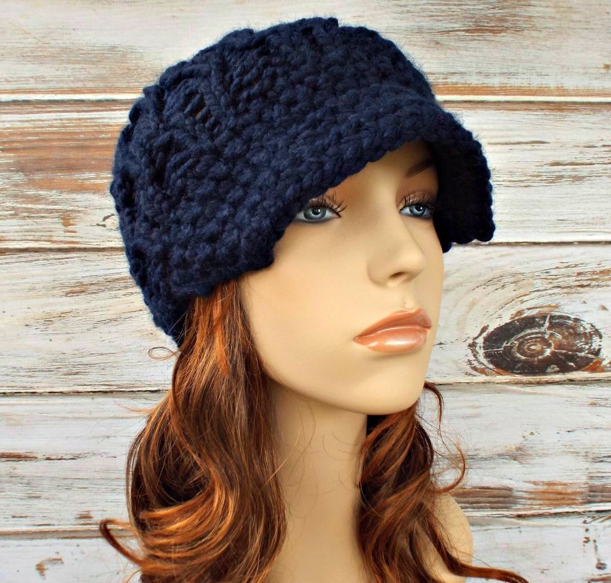 Chunky Knit Hat With Brim, Womens Hat, Mens Hat, Winter Hat