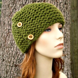 Chunky Knit Hat, Womens Hat, Mens Hat, Winter Hat, Knit Beanie, Knit Cap, Fitted Beanie, Cardigan Beanie, Cilantro Green