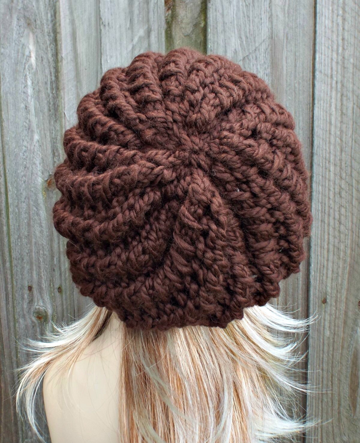 Chocolate Brown Knit Hat Brown Womens Hat Brown Slouchy Hat Etsy