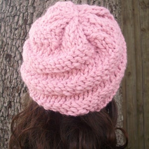 Chunky Knit Hat, Womens Hat, Mens Hat, Winter Hat, Knit Beanie, Knit Cap, Womens Beanie, Mens Beanie, Swirl Beanie, Blossom Pink image 5