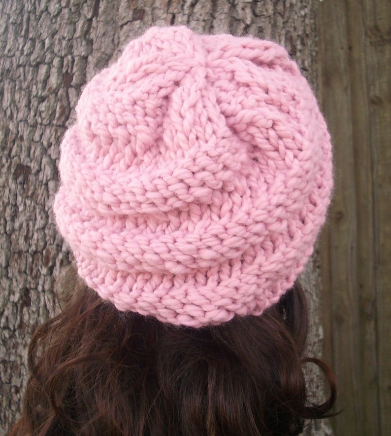 Chunky Knit Hat, Womens Hat, Mens Hat, Winter Hat, Knit Beanie, Knit Cap, Womens Beanie, Mens Beanie, Swirl Beanie, Blossom Pink image 5