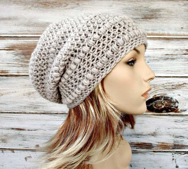 Crochet Hat Pattern, How To Crochet Tutorial, Easy Crochet Pattern, Womens Hat, Mens Hat, Mens Beanie, Winter Hat, Slouchy Beanie, Boho Hat image 1