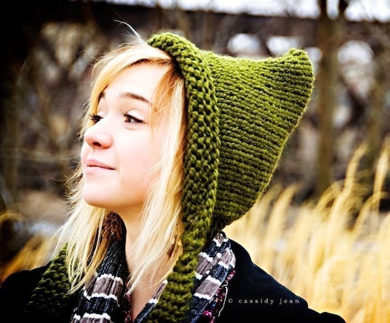 Chunky Knit Hat, Hand Knit Hat, Pixie Hat, Womens Hat  display picture 1