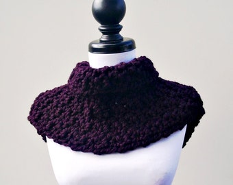 Chunky Crochet Cowl, Crochet Neckwarmer, Crochet Scarf, Womens Cowl, Mens Cowl, Lucienne Neck Warmer, Eggplant