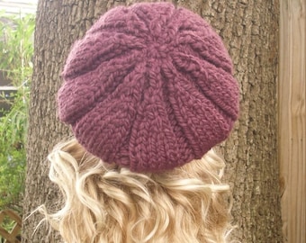 Hand Knit Beret, Chunky Knit Hat, Womens Hat, Mens Hat  display picture 2