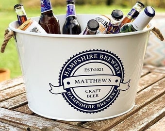 Personalised White Beer Bucket Badge Design