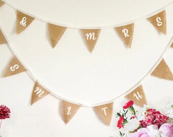 Gepersonaliseerde Jute Mini Vlaggen Bruiloft Bunting