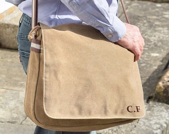 Personalised Vintage Canvas Messenger Bag