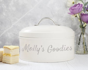 Personalised Airtight Cream Cake Tin with Lid