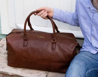 Gepersonaliseerde Vintage Tan Nuhide Holdall