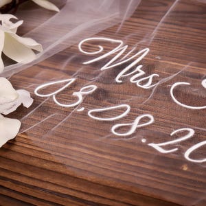 Embroidered Bridal Veil - Personalized Wedding Veil with Name for Bride