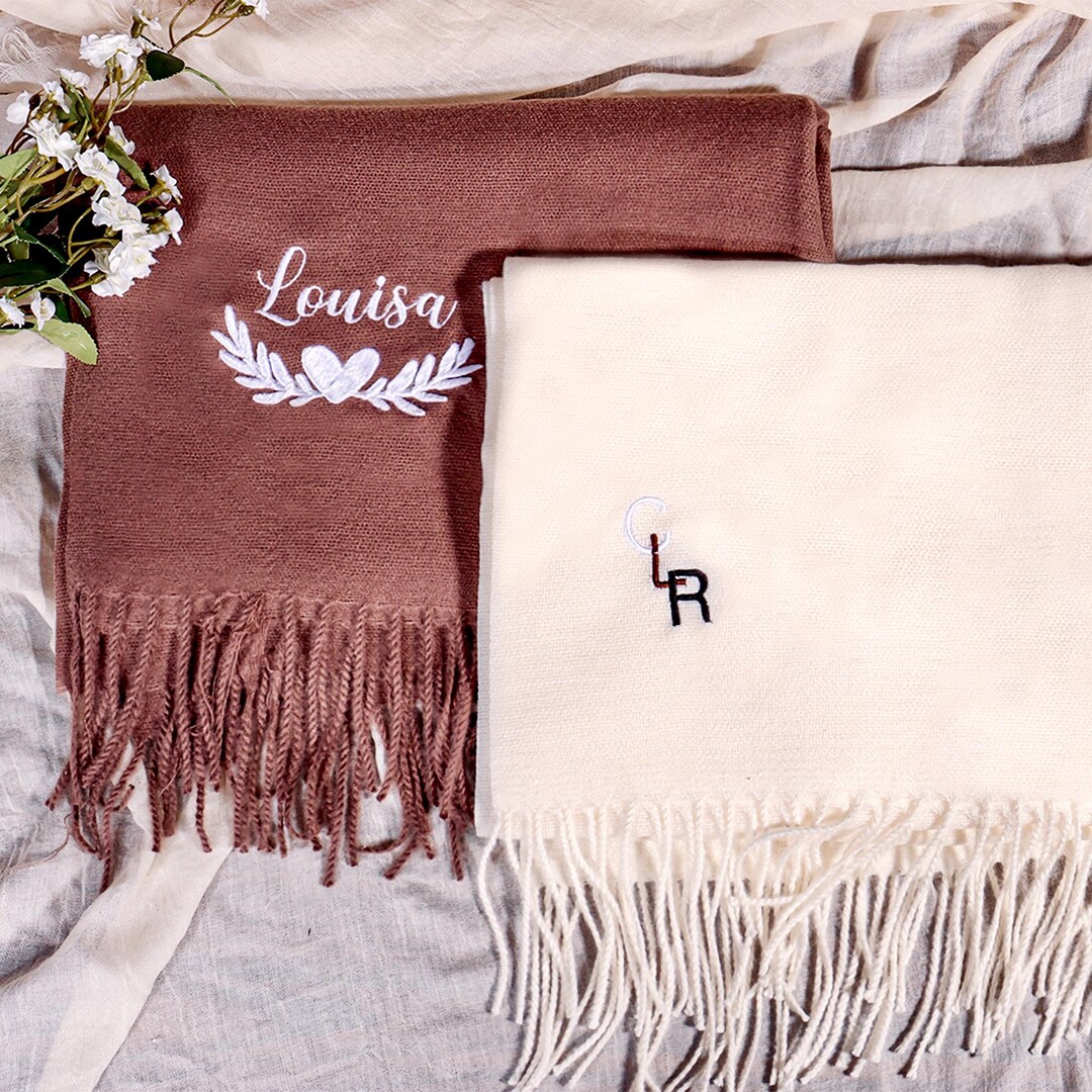Personalised Monogram Scarf personalised Luxury Scarf Christmas Gift
