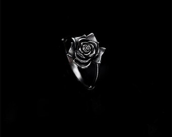 Anillo de rosa vintage, anillo punk único, anillo gótico, anillo ajustable, anillo vintage, regalo para ella/él, regalo de aniversario/boda