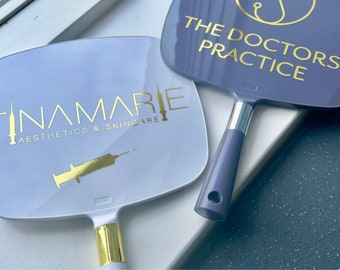 Custom Logo Mirror for Aestheticians & Beauty Salons - Handheld, Personalized with Your Brand, Ideal for Clinic Decor