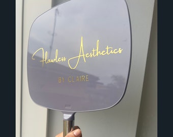 Personalised logo mirror , handheld mirror | beauty | hair | aesthetics