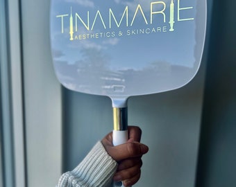 Personalized Logo Mirror for Makeup Artists - Unique Handheld Mirror, Ideal Facial Clinic Decor"