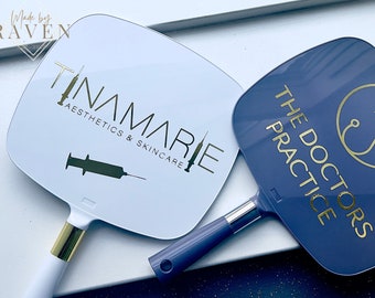 Personalised logo mirror , handheld mirror | beauty | hair | aesthetics |makeup |medspa | clinic |dental