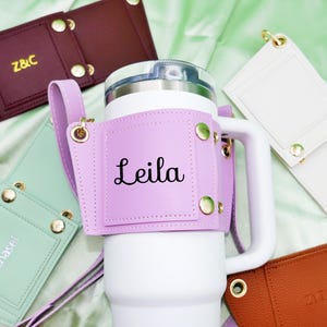 Personalized Stanley Cup Holder * Custom Stanley Cup Carrier * leather cup sleeve Personalized Cup Carrier * Stanley cup accessories