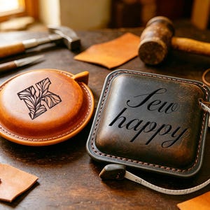 Personalisiertes Maßband * Echtes Vollnarbenleder, einziehbares Maßband * Handgefertigt * Geschenk für Handwerker und Schneider
