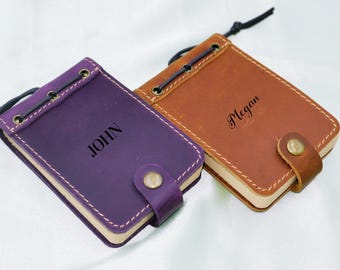 Personalized Genuine Leather Mini Notebook * Retro Notebook * Handmade Leather Journal * Pocket-sized * Miniature Notebook * Tiny