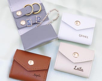 Personalized Jewelry pouch * Custom Jewelry leather pouch * Personalized engrave Name * necklace ring earring bracelet storage bag