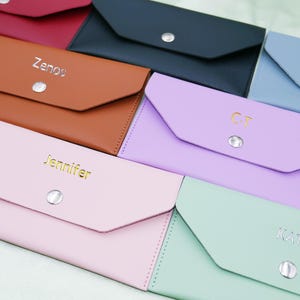 Personalized Minimalist Leather Wallet * Handcrafted Slim Card Holder * 7 Colors Available * Slim Handmade Card Holder for Men & Women