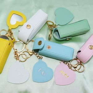 Personalized lipstick case * Personalized lipstick pouch * lipstick holder * with keychain & mirror