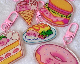 kirb food keychains