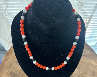 Baseball customize clay rhinestone bead necklace 9inningdrip ORIOLES Orange Black White