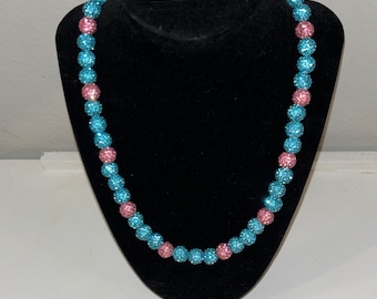Baseball customize clay rhinestone bead necklace 9inningdrip AQUAMARINE PINK cotton candy 2
