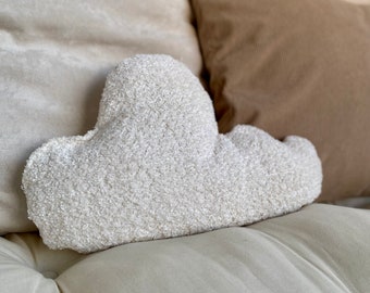 Coussin Nuage en bouclette blanc ou gaze de coton vert