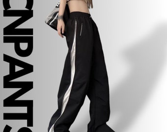 Women Cargo Pants | Retro Y2K Cargo Parachute Track Pants | Harajuku Streetwear | Trendy Bottoms | Utility Trousers | Streetwear Korean