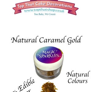 Magic Sparkles Fully Edible Glitter 2g of Caramel Gold - 100% Edible Glitter Flakes Sparkles for Cake/Food Decorating