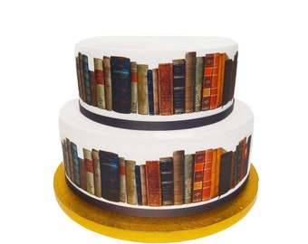 Vintage Books Border Ribbon Icing Cake Decoration Topper. Perfect for larger cakes. Wrap around an iced cake. Easy to use.