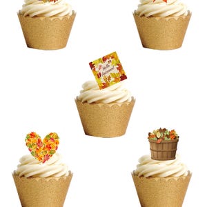 27 Hojas de calabaza de otoño de temporada, de pie, en papel de oblea comestible, para decorar pasteles, cupcakes y más. Papel de oblea totalmente comestible.
