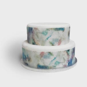 Green Pink Pastel Marble Border Ribbon Icing Cake Decoration Topper. Perfect for larger cakes. Wrap around any cake. Easy to use.