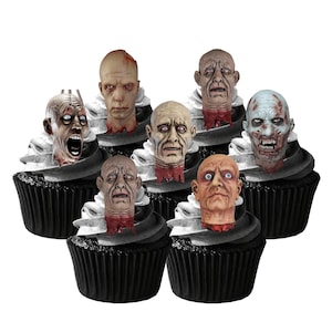 24 Halloween Gruesome Abgetrennte Köpfe Essbare Oblate Papier Karte Kuchen Cupcake Toppers Dekorationen. Voll essbares Oblatenpapier