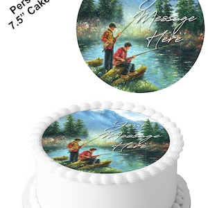 edible fishing pole decorations Fun Express Little Fisherman Picks, Set of 25: Cocktail Picks Decorate your Cake with this Ice Fishing Hobby themed Edible Cake Topper Image featuring Fish Handmade Sugar Edible Fishing Fisherman