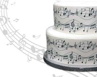 Music Musical Note themed Border Ribbon Icing Cake Decoration Topper. Perfect for larger cakes. Wrap around an iced cake. Easy to use.