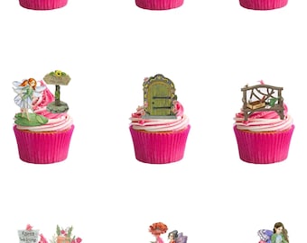 34 Stand Up Gorgeous Magical Fairy Fairies Garden Edible Wafer Paper Card Cake Cupcake Toppers Decorations. Fully edible wafer paper card