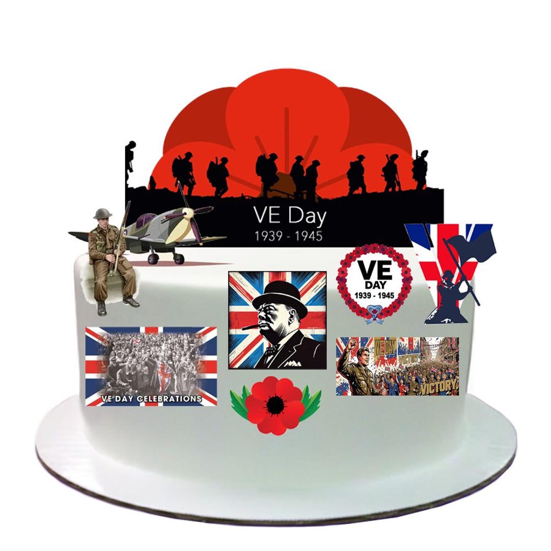 Ww2 Cake VE Day Victory Europe WWII WW2 Edible Stand up Wafer Paper Cake Scene ...