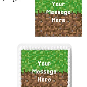 Personalised message Pixelated Gaming Pixel 7.5inch SQUARE Edible Icing Cake Topper Decoration.Perfect for large cakes.Personalised wording.
