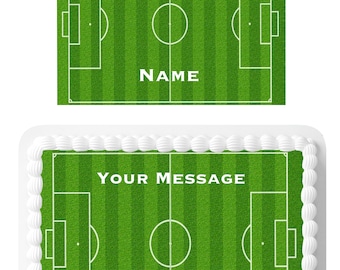 Personalised Message & Name A4 Size Football Sports Pitch edible Icing Cake Topper Decoration. For Rectangular cakes. Your message/name