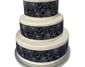Halloween Spider Web Border Ribbon Icing Cake Decoration Topper.Perfect for larger cakes.Wrap around an iced cake.Easy to use.