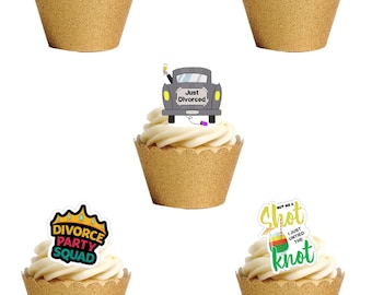 30 Stand Up DIVORCE Break Up Edible Wafer Paper Card Cake Cupcake Toppers Decorations. Fully edible wafer paper card / edible inks