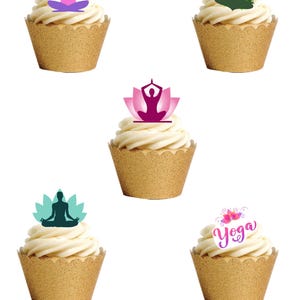 36 adornos comestibles de papel de oblea para decorar pasteles, cupcakes y meditaciones Zen de yoga de pie. Papel de oblea totalmente comestible.