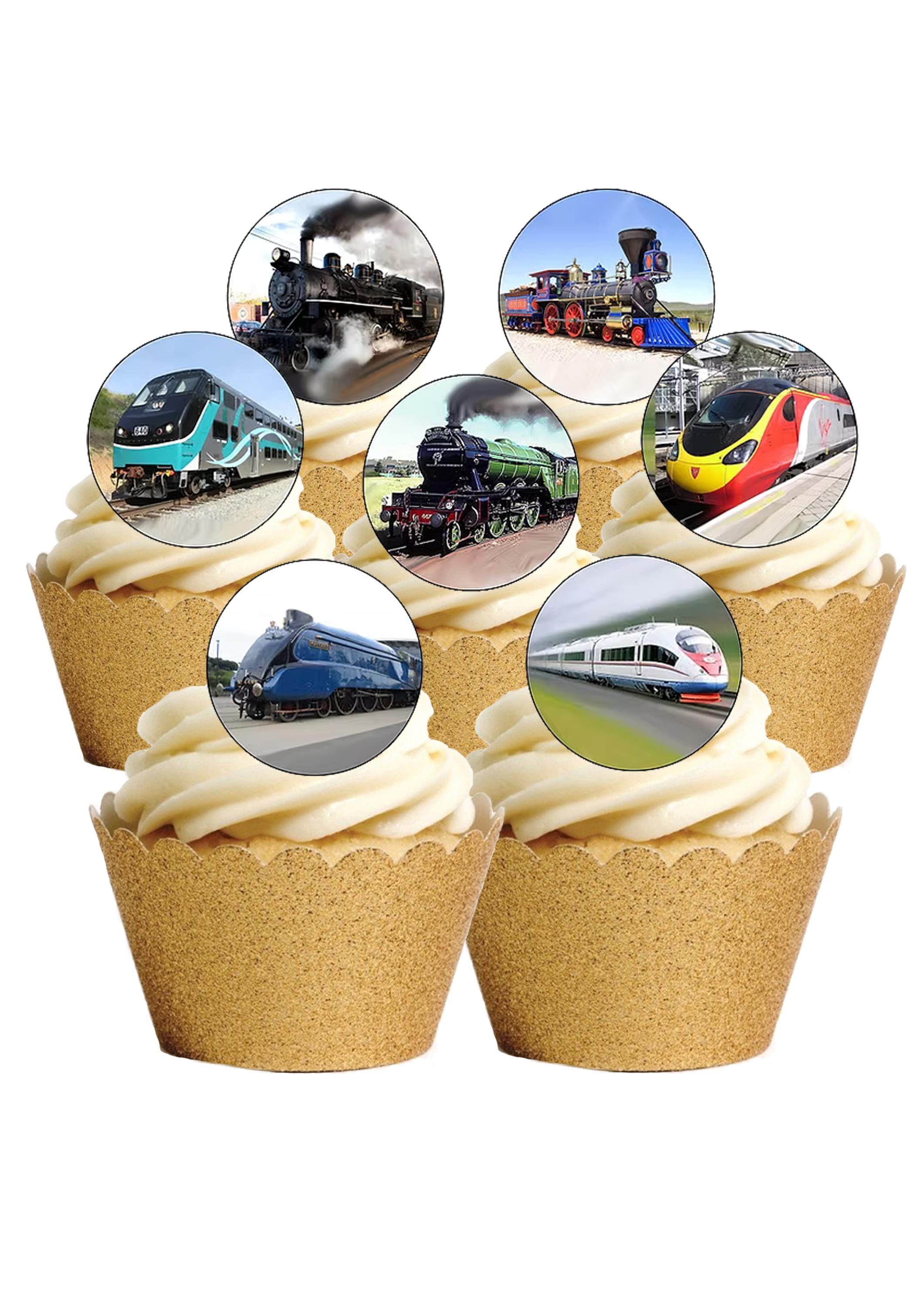 24 Pre-cut Trains Steam Diesel Electric Engine Themed Edible Wafer ...