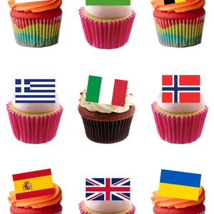 35 opstaande Europese Europese vlaggen eetbare wafelpapier kaart Taart Cupcake Toppers Decoraties. Volledig eetbaar wafelpapier
