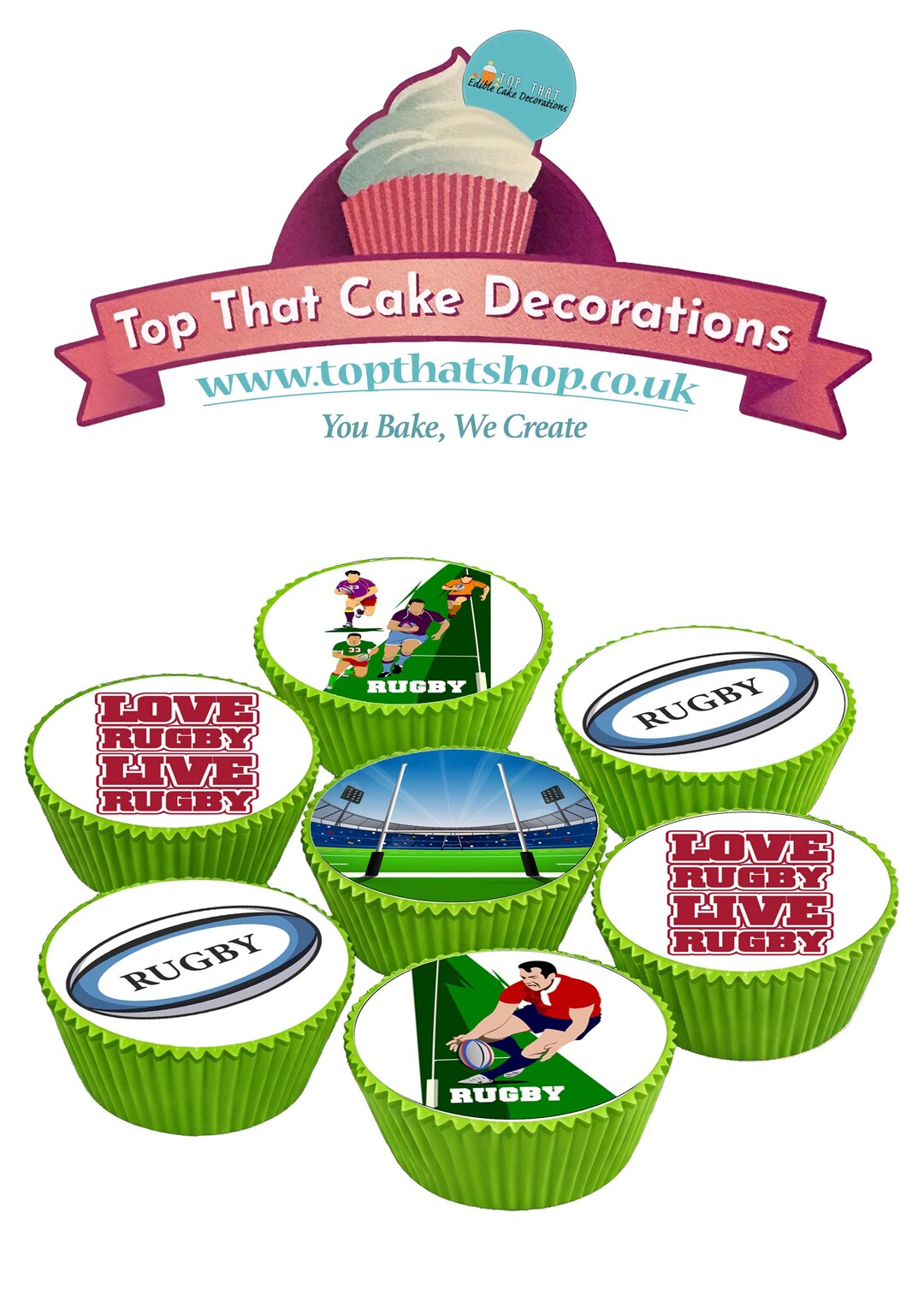 15 Pre-cut Rugby Sports Edible Wafer Paper Card Cake Cupcake Toppers ...